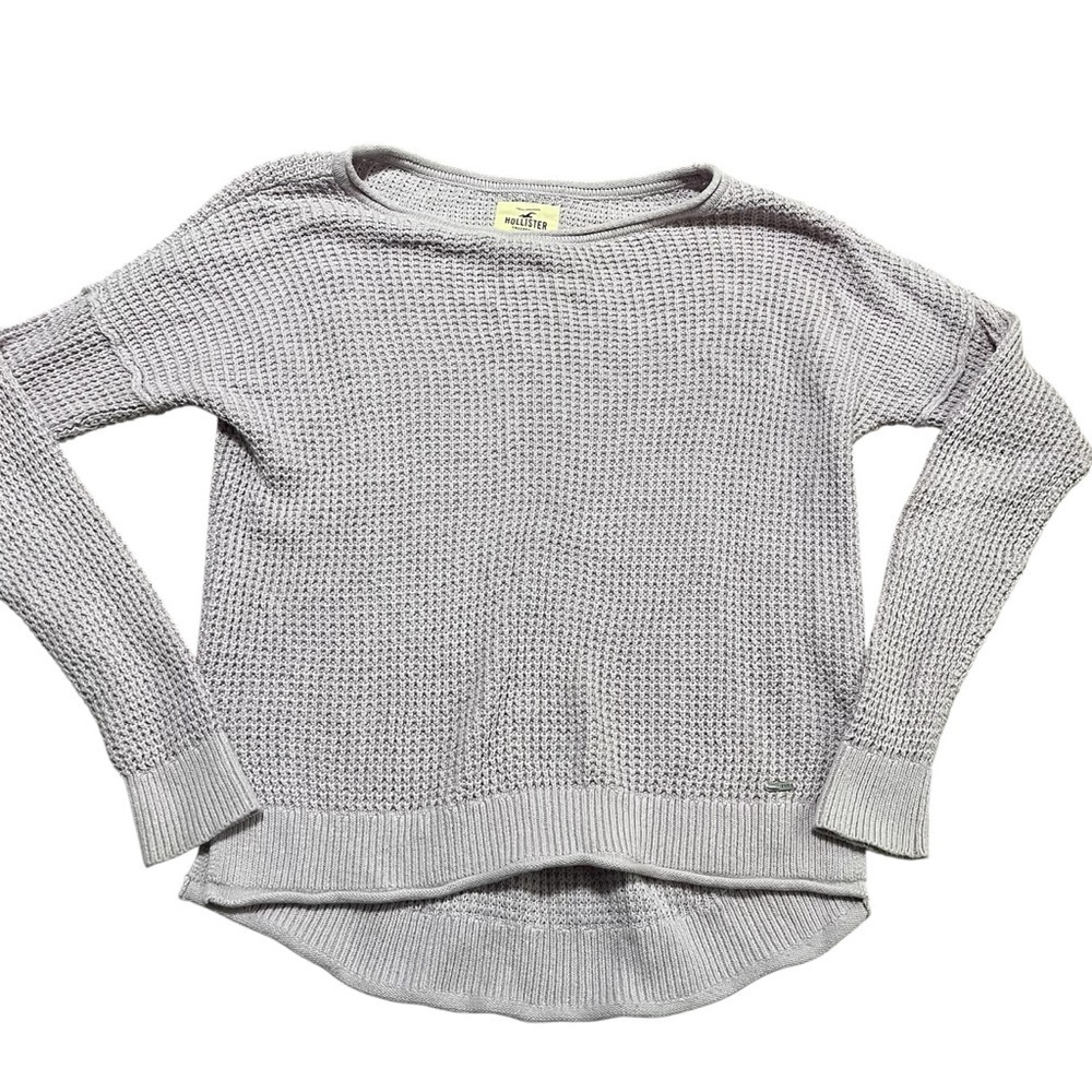Hollister Lavender Scoop Neck Knit Sweater Size Small Waffle Long Sleeve